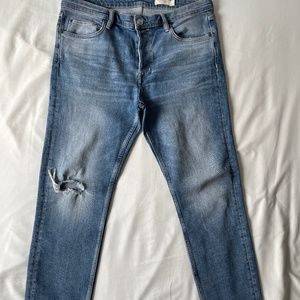 Allsaints Dean Damaged Jeans - Mid Indigo Wash- Size 34